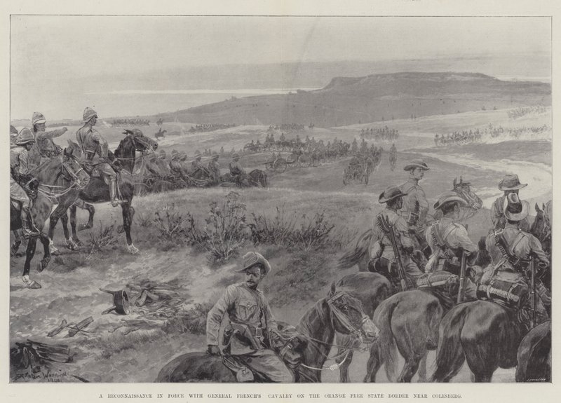 Um reconhecimento em vigor com a cavalaria do general francês na fronteira do estado livre de Orange perto de Colesberg de Richard Caton Woodville junior