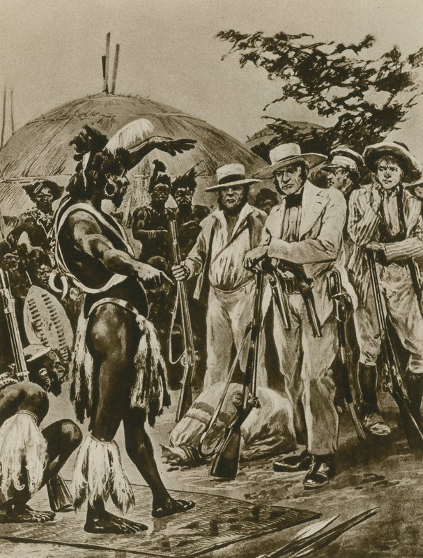 Uma conversa com os zulus nos primórdios de Natal (gravura) de Richard Caton Woodville junior