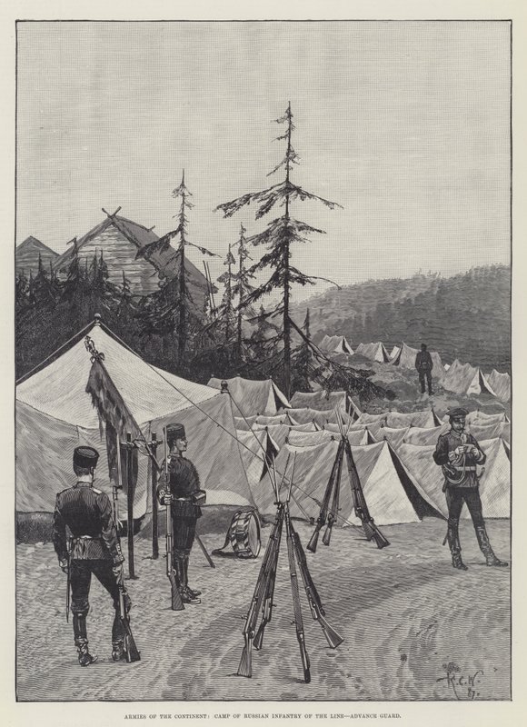 Exércitos do Continente, Acampamento da Infantaria Russa da Linha, Advance Guard de Richard Caton Woodville junior