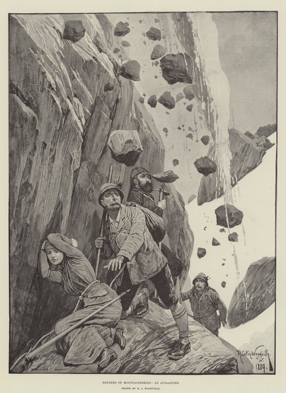 Perigos do montanhismo, uma avalanche de Richard Caton Woodville junior