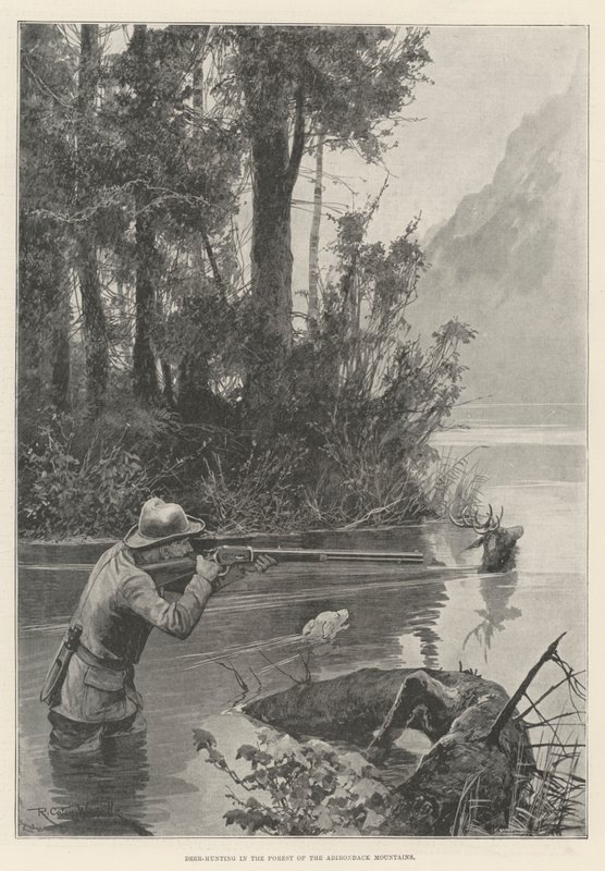 Caça de Veados na Floresta das Montanhas Adirondack de Richard Caton Woodville junior