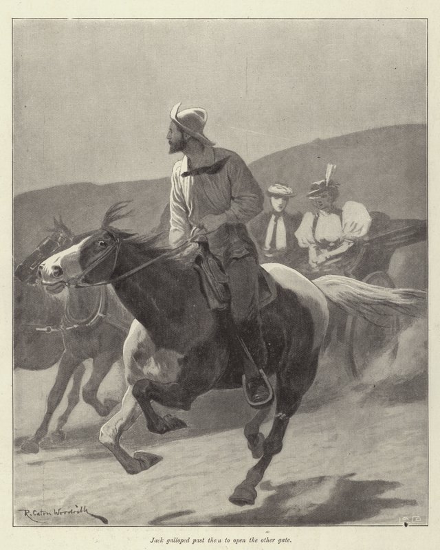 Ilustração para A coragem de Pauline Camacho, de Morley Roberts de Richard Caton Woodville junior