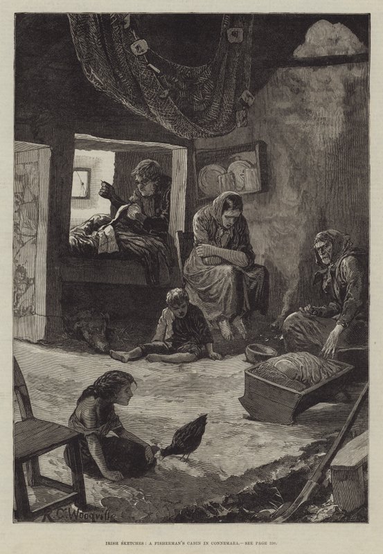 Esboços irlandeses, uma cabana de pescadores em Connemara de Richard Caton Woodville junior
