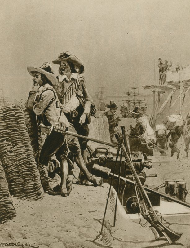Estabelecendo as bases do domínio britânico na Índia (gravura) de Richard Caton Woodville junior