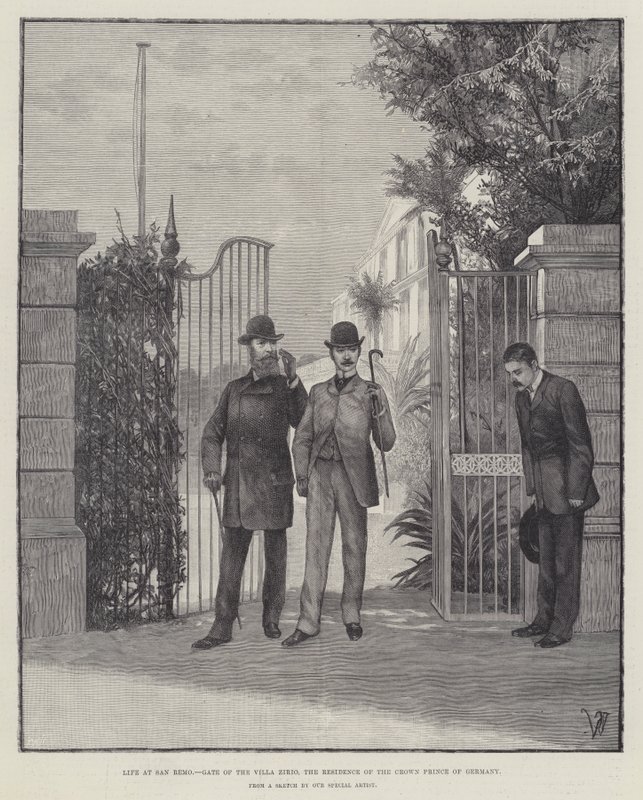 Vida em San Remo, Portão da Villa Zirio, a residência do príncipe herdeiro da Alemanha de Richard Caton Woodville junior
