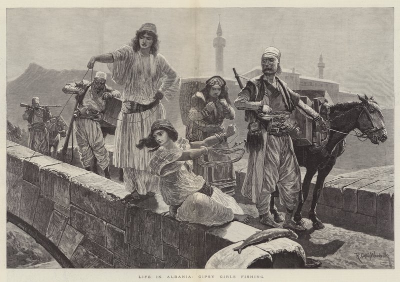 A vida na Albânia, Gipsy Girls pesca de Richard Caton Woodville junior