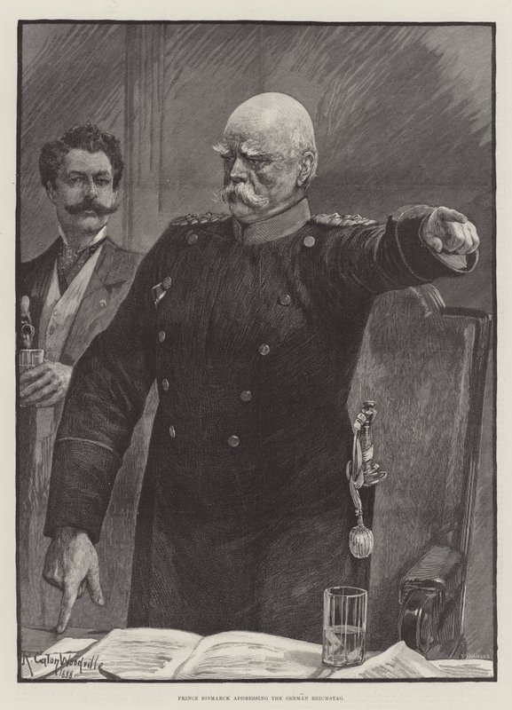 Príncipe Bismarck dirigindo-se ao Reichstag Alemão de Richard Caton Woodville junior