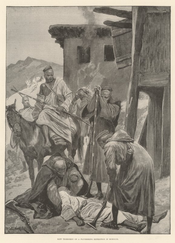 Riff Tribesmen em uma expedição de saqueadores em Marrocos de Richard Caton Woodville junior