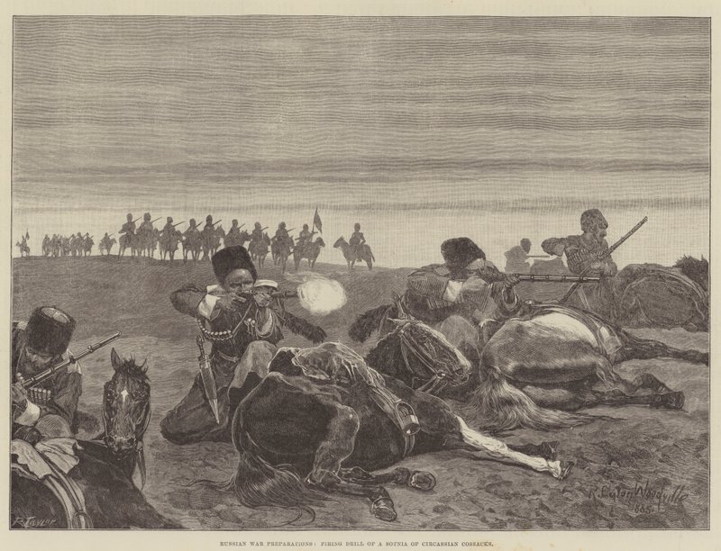 Preparativos para a Guerra da Rússia, Broca de Disparo de uma Sotnia de Cossacos Circassianos de Richard Caton Woodville junior