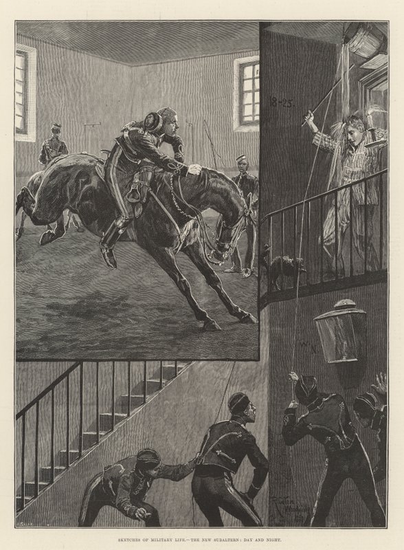 Esboços de Vida Militar, o Novo Subalterno, Dia e Noite de Richard Caton Woodville junior