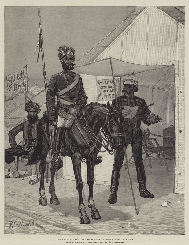 A Guerra do Afeganistão, Ordens de Acampamento no Lago Meean, Punjaub de Richard Caton Woodville junior