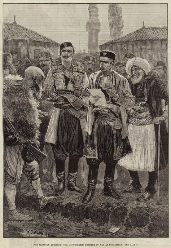 A questão albanesa, o ministro da Guerra montenegrino em Podgoritza de Richard Caton Woodville junior