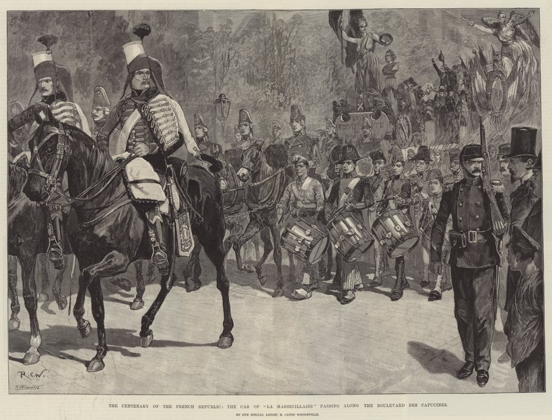 O Centenário da República Francesa, o Carro de La Marseillaise passando pelo Boulevard des Capucines de Richard Caton Woodville junior