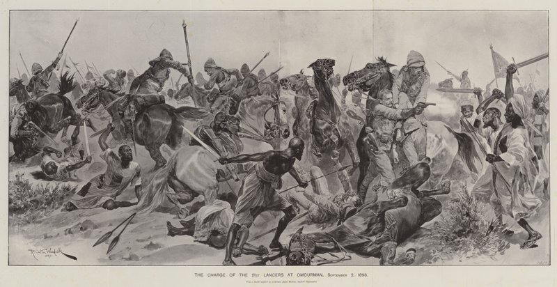 The Charge of the 21st Lancers at Omdurman, 2 de setembro de 1898 de Richard Caton Woodville junior