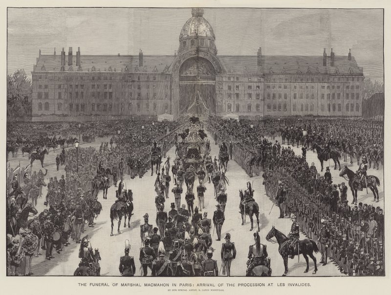 O funeral do marechal MacMahon em Paris, chegada da procissão em Les Invalides de Richard Caton Woodville junior