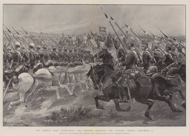As manobras do exército alemão, o imperador dirigindo a carga de cavalaria, 12 de setembro de Richard Caton Woodville junior