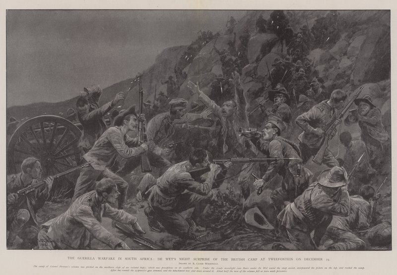 A guerra de guerrilha na África do Sul, De Wet&39;s Night Surpresa do acampamento britânico em Tweefontein, em 24 de dezembro de Richard Caton Woodville junior