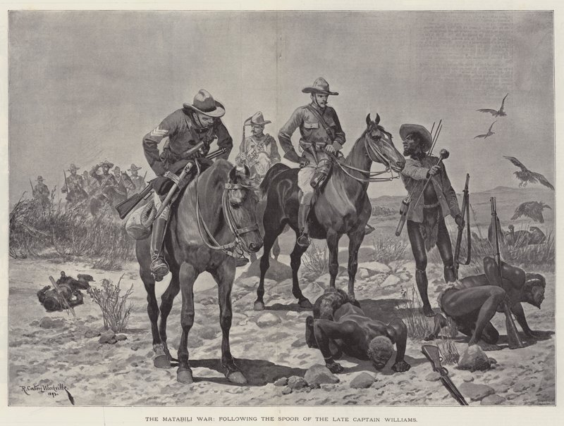 A Guerra Matabili, seguindo o Spoor do falecido capitão Williams de Richard Caton Woodville junior