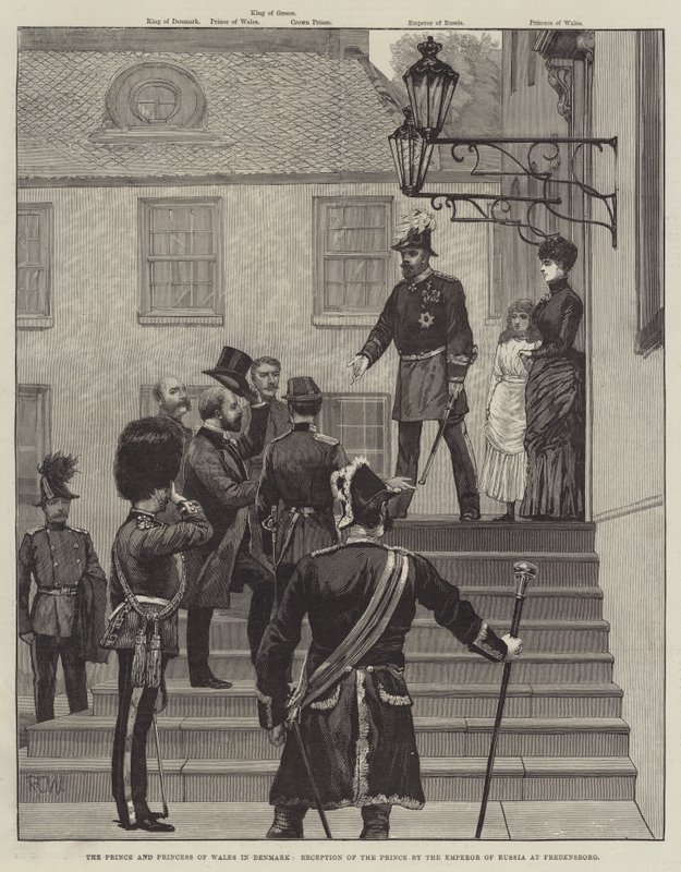 O Príncipe e a Princesa de Gales na Dinamarca, Recepção do Príncipe pelo Imperador da Rússia em Fredensborg de Richard Caton Woodville junior