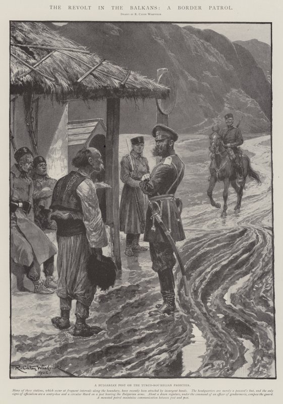 A revolta nos Bálcãs, uma patrulha de fronteira de Richard Caton Woodville junior
