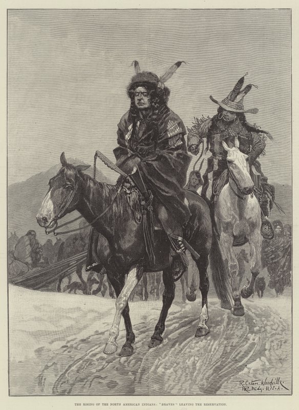 A ascensão dos índios norte-americanos, Braves deixando a reserva de Richard Caton Woodville junior