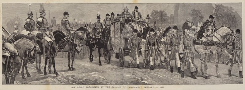 A procissão real na abertura do Parlamento, 21 de janeiro de 1886 de Richard Caton Woodville junior