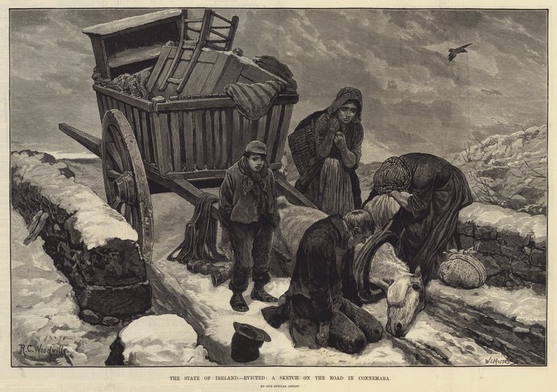 O Estado da Irlanda, despejado, um esboço na estrada em Connemara de Richard Caton Woodville junior
