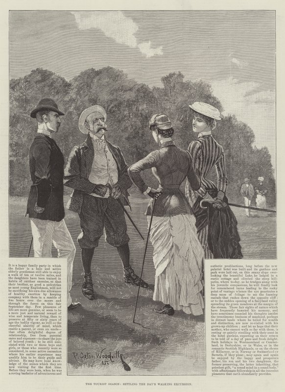 A temporada turística, estabelecendo a excursão a pé do dia de Richard Caton Woodville junior