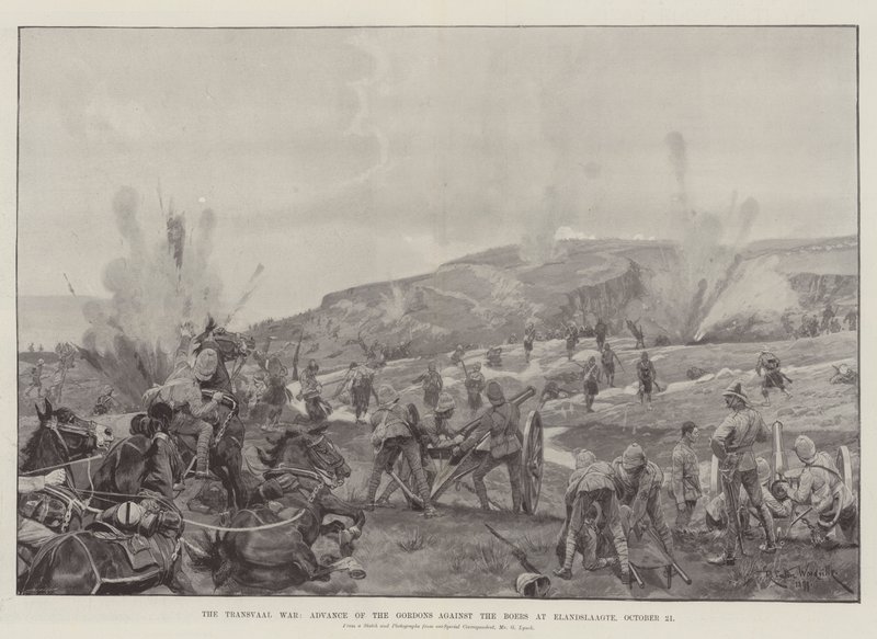 A Guerra do Transvaal, Avanço dos Gordons contra os Boers em Elandslaagte, 21 de outubro de Richard Caton Woodville junior
