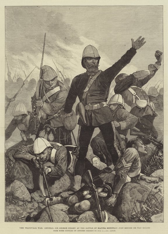 A Guerra do Transvaal, General Sir George Colley na Batalha da Montanha Majuba pouco antes de ele ser morto de Richard Caton Woodville junior