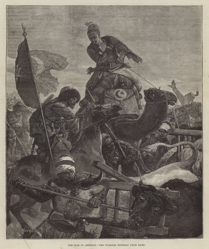 A guerra na Armênia, o retiro turco de Kars de Richard Caton Woodville junior