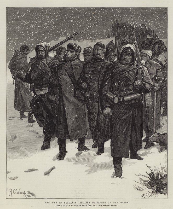 A guerra na Bulgária, prisioneiros ingleses no março de Richard Caton Woodville junior