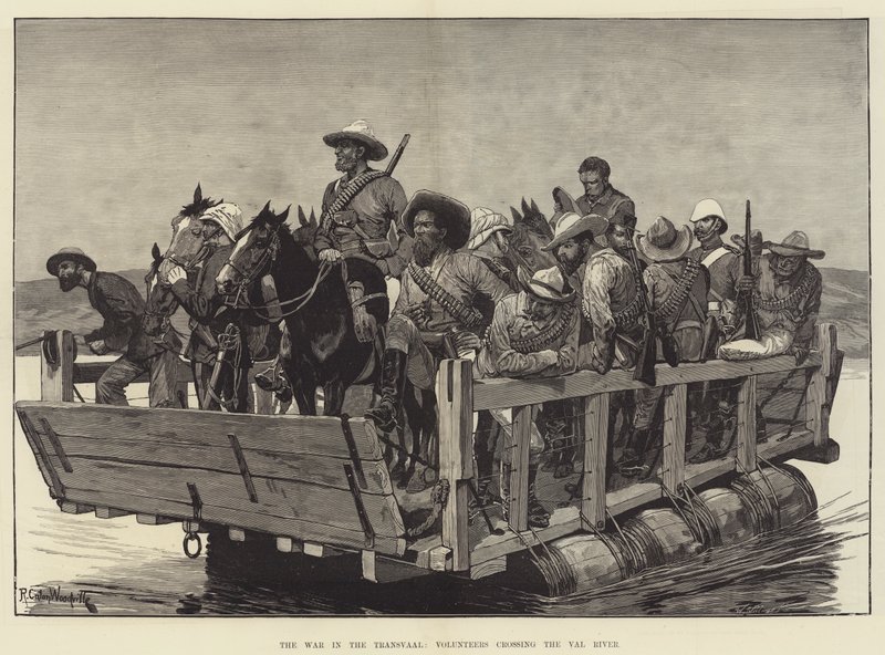 A guerra no Transvaal, os voluntários que atravessam o rio Val de Richard Caton Woodville junior