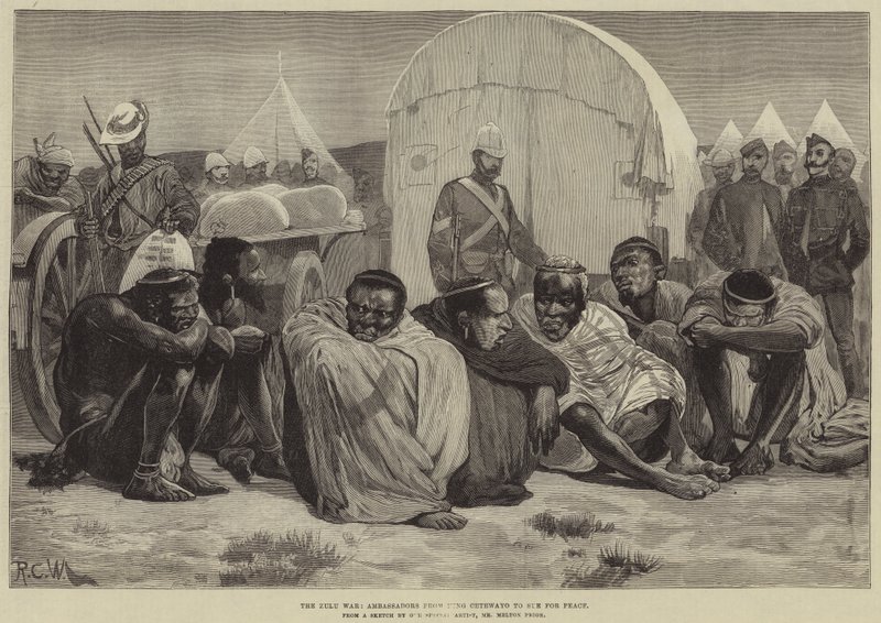 A Guerra Zulu, embaixadores do rei Cetewayo para pedir paz de Richard Caton Woodville junior