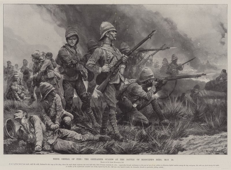 Sua Provação de Fogo, os Guardas Granadeiros na Batalha de Berg de Biddulph, 28 de maio de Richard Caton Woodville junior