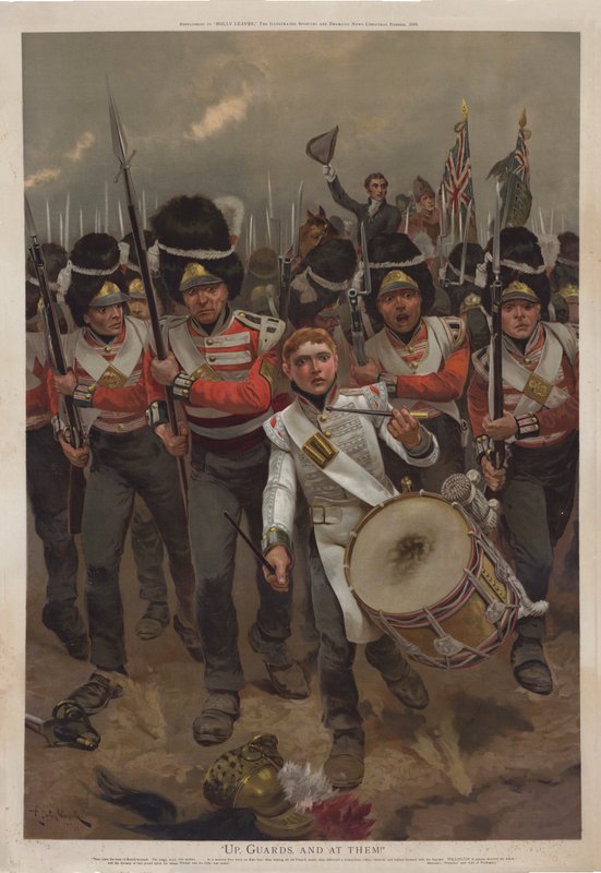 Acima, guardas, e para eles! Wellington na Batalha de Waterloo de Richard Caton II Woodville