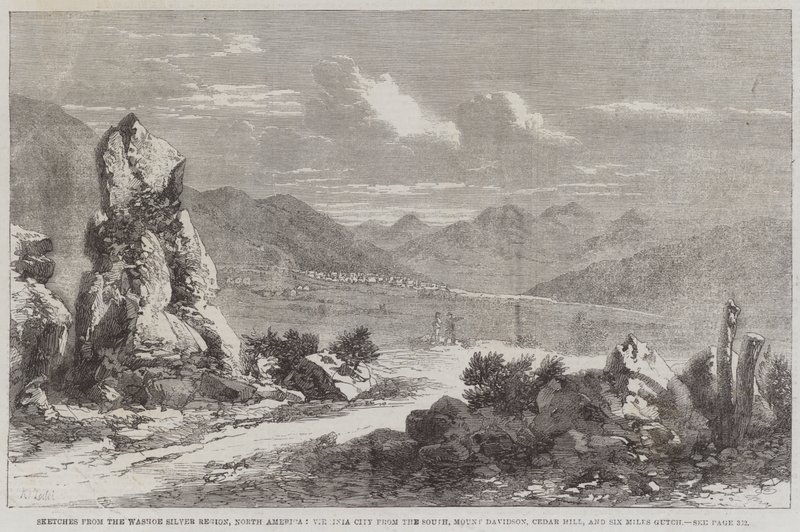 Esboços da região de Silver Washoe, América do Norte, Virginia City do Sul, Mount Davidson, Cedar Hill e Six Miles Gutch de Richard Principal Leitch