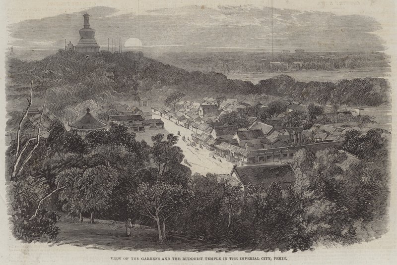 Vista, de, a, jardins, e, a, templo budista, em, a, cidade imperial, pekin de Richard Principal Leitch