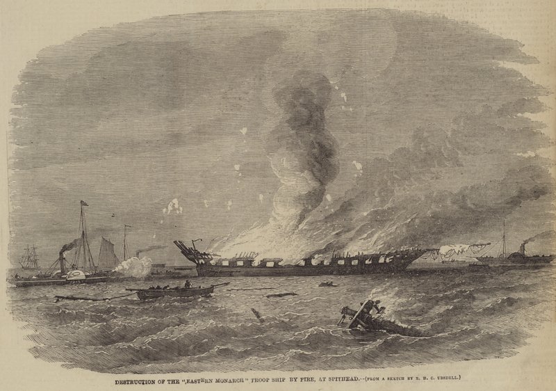 Destruição do Navio da Tropa Monarca Oriental pelo Fogo, no Spithead de Richard Ubsdell
