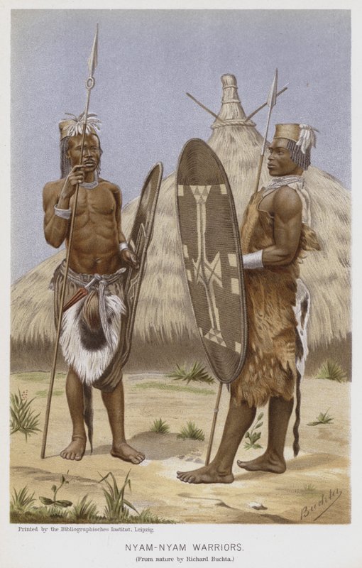 Nyam-Nyam Warriors (chromolitho) de Richard (after) Buchta