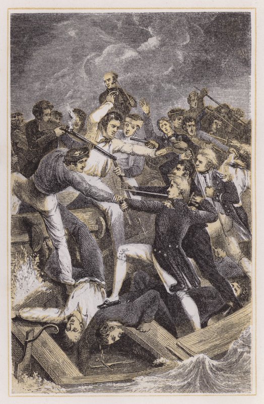 Conflito com um lançamento espanhol (gravura colorida) de Richard (after) Westall