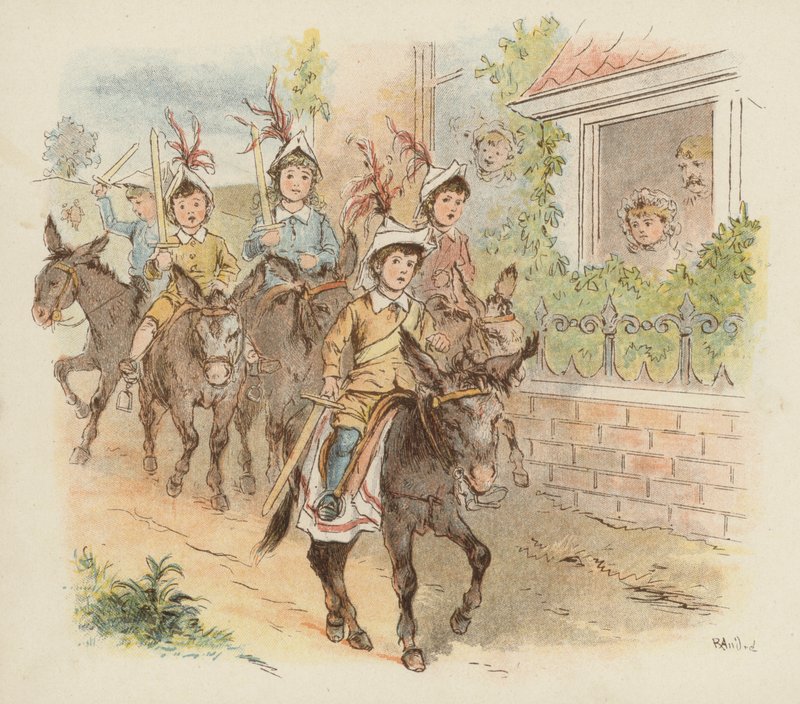 Crianças em burros para brincar à guerra (cor litho) de Richard Andre