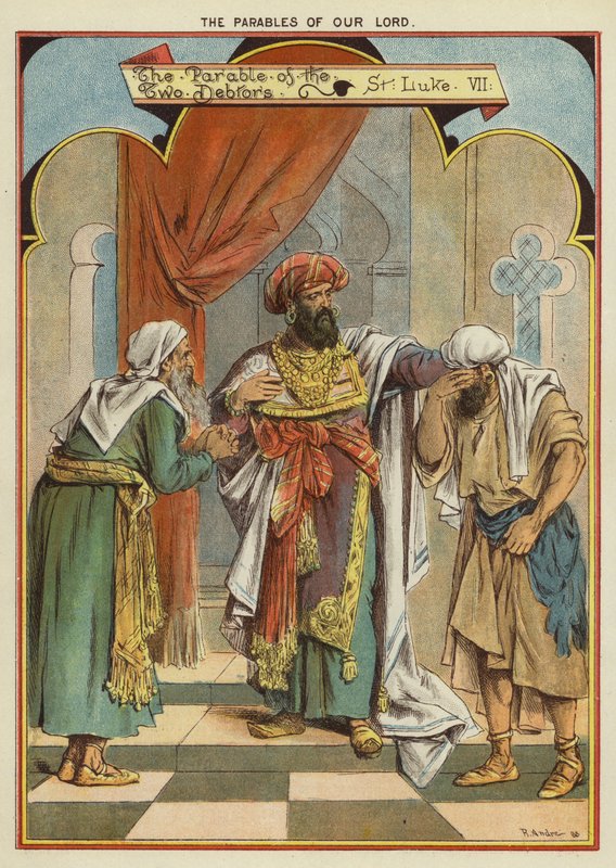 As Parábolas de Cristo: A Parábola dos Dois Devedores (chromolitho) de Richard Andre