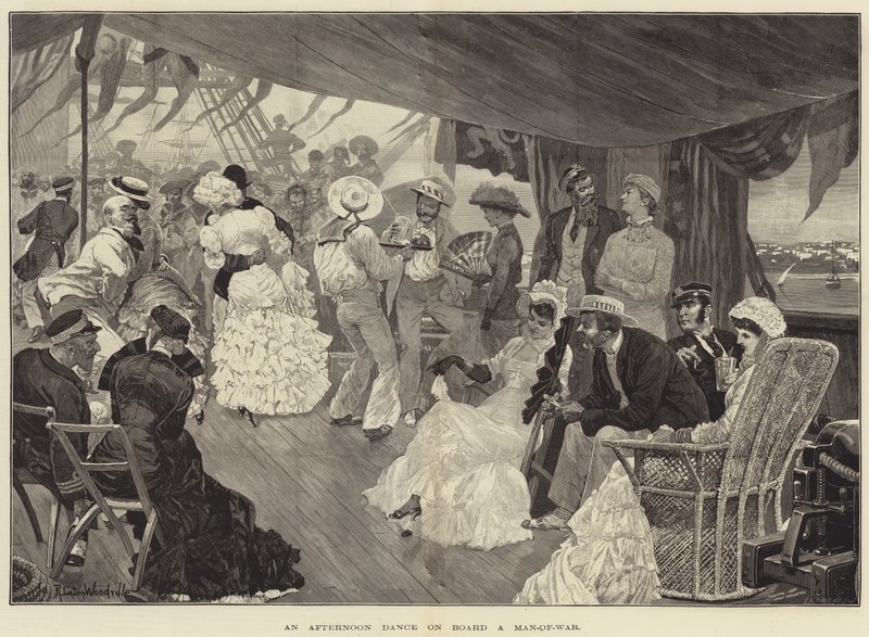 Uma Dança da Tarde a Bordo de um Homem-de-Guerra (gravação) de Richard Caton II (after) Woodville
