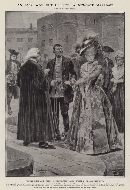 Uma maneira fácil de sair da dívida: um casamento Newgate (litho) de Richard Caton II (after) Woodville