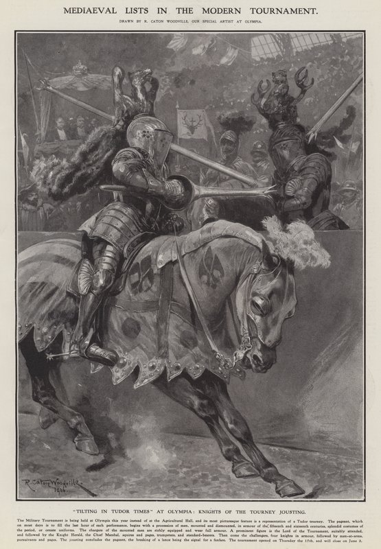 Listas medievais no torneio moderno (litho) de Richard Caton II (after) Woodville