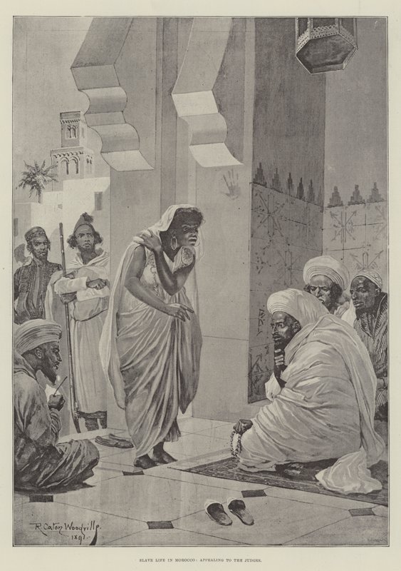 Slave Life in Morocco, apelando aos juízes (gravura) de Richard Caton II (after) Woodville