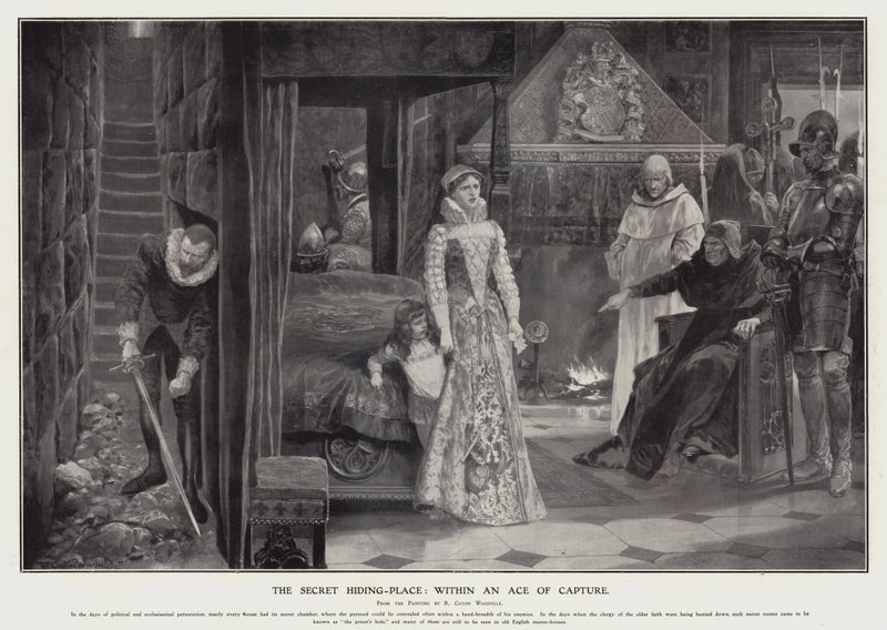 O esconderijo secreto: dentro de um ás da captura (litho) de Richard Caton II (after) Woodville