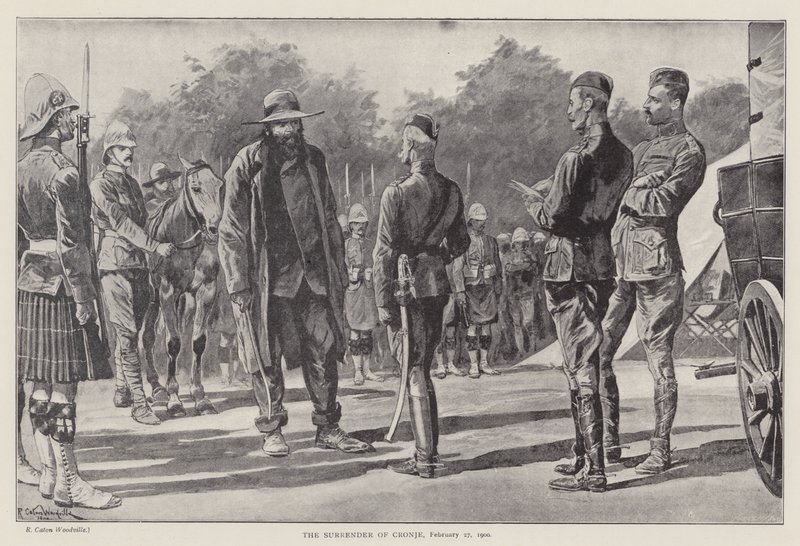A rendição de Cronje, 27 de Fevereiro de 1900 (litho) de Richard Caton II (after) Woodville