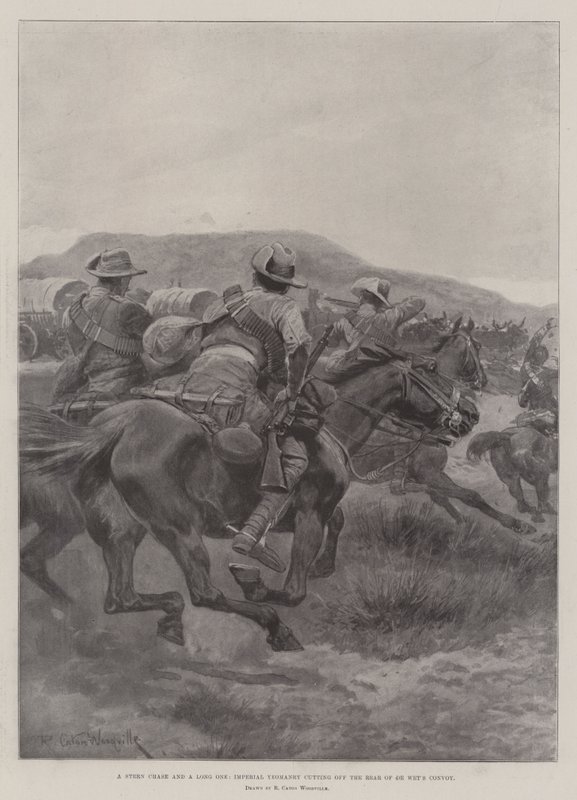 Uma Stern Chase e uma Longa, Imperial Yeomanry cortando a traseira do comboio de De Wet de Richard Caton Woodville junior